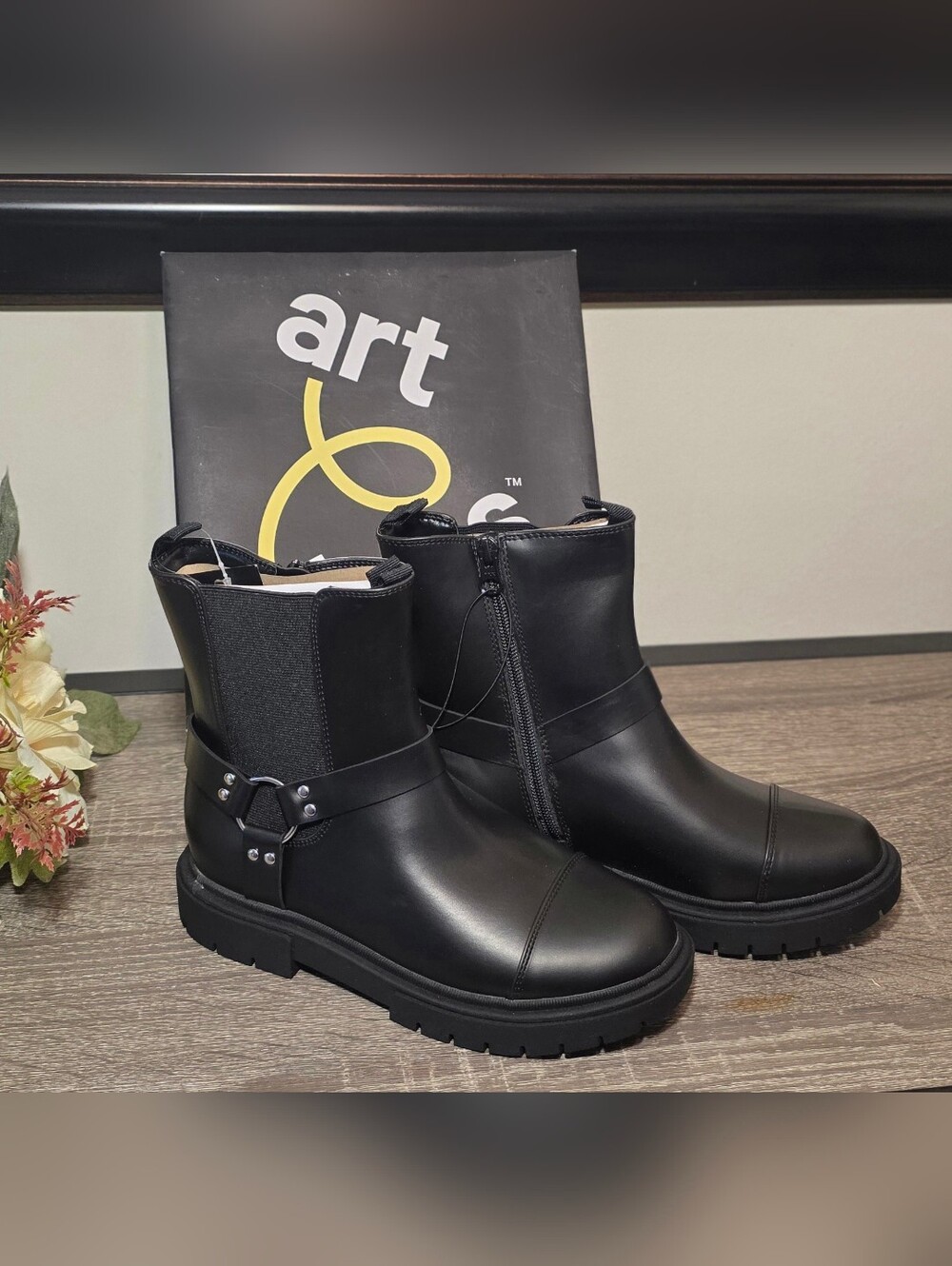 Girls' Art Class Crosby Harness Moto Boots Black Size 2 Little Girls